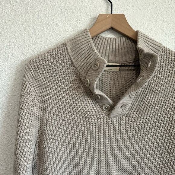 Crafted by Candy & Caviar Men's Medium Wool Cotton Blend Waffle Henley Sweater - Picture 2 of 9